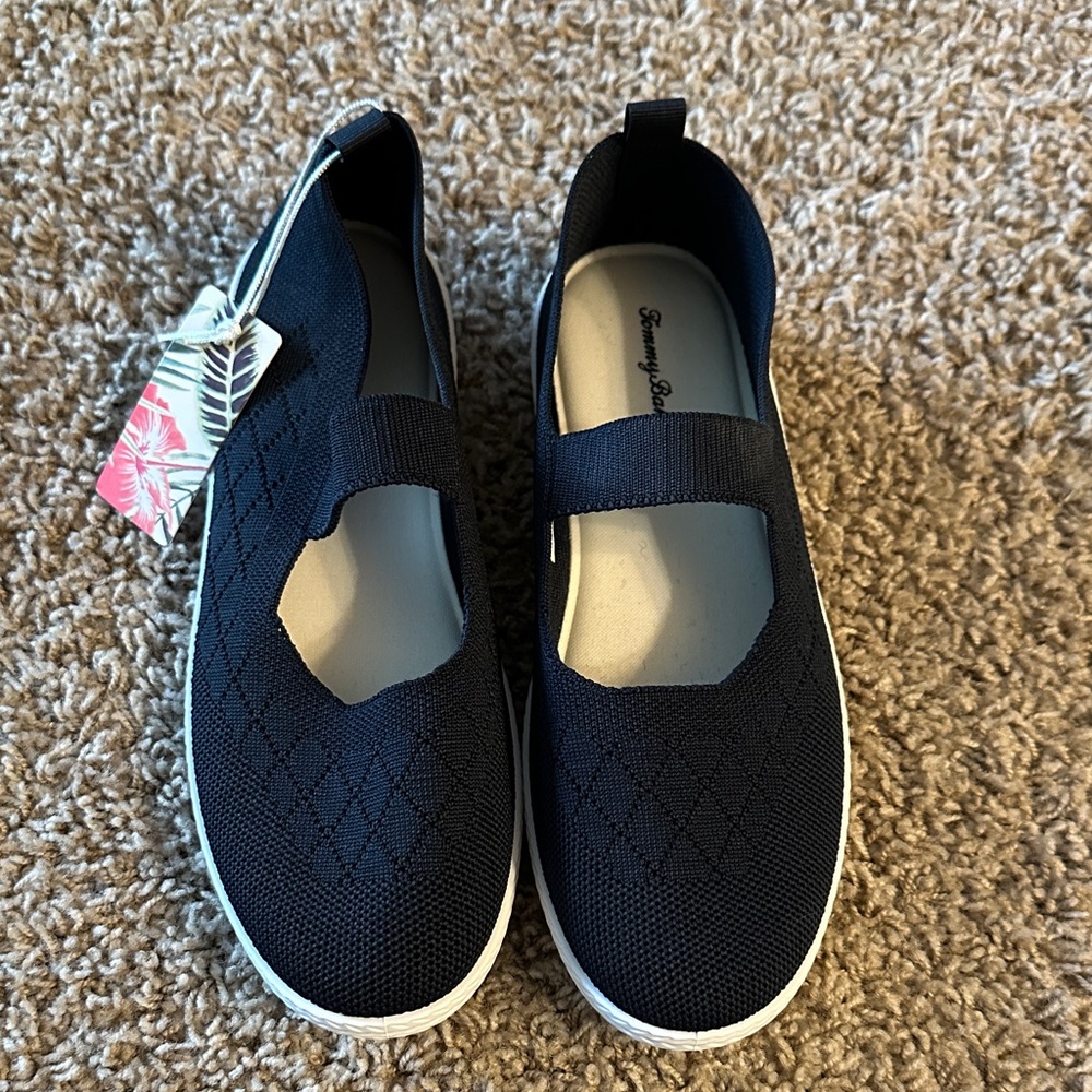 Tommy Bahama Black Woven Mary Jane’s Textured Slip-On Shoes Stretch NWT